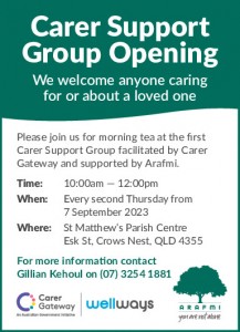 Carer Support Group Opening in Crows Nest